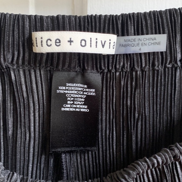 Alice + Olivia Metallic Wide Leg Elba Pants Black Size 4 - Picture 2 of 5